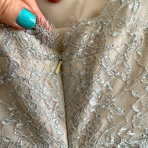 Gorgeous!!! Champagne and silver lace dress with matching bolero jacket